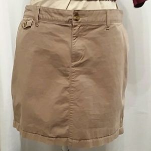 Old navy tan skirt hits at knee